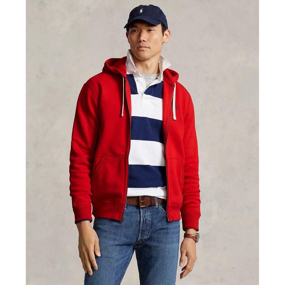 Polo Ralph Lauren Classic Full Zip Fleece Hoodie Red Size Large NEW